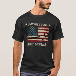 Camiseta American Hair Stylist Shed Herramientas Bandera Es