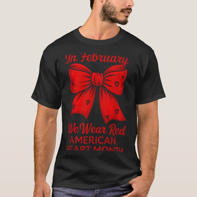 Camiseta American Heart Disease Awareness Month Ribbon Red  (Anverso)