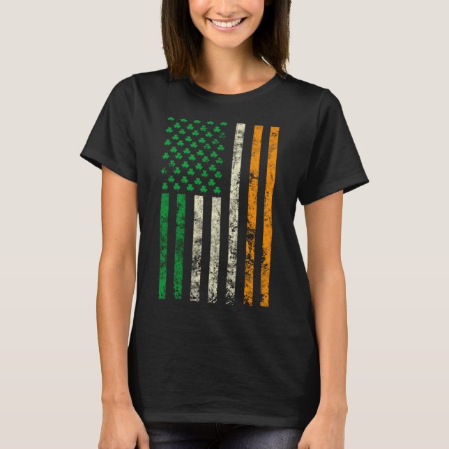 Camiseta American Ireland Flag Shamrock Irish Patricks Day  (Anverso)