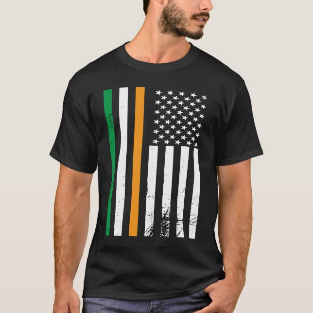 Camiseta American Irish Flag Shamrock St Patrick's Day Luck (Anverso)