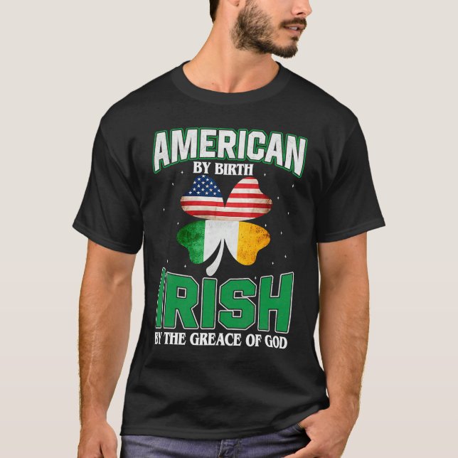 Camiseta American Irish Shamrock Lucky St Patricks Day Men  (Anverso)