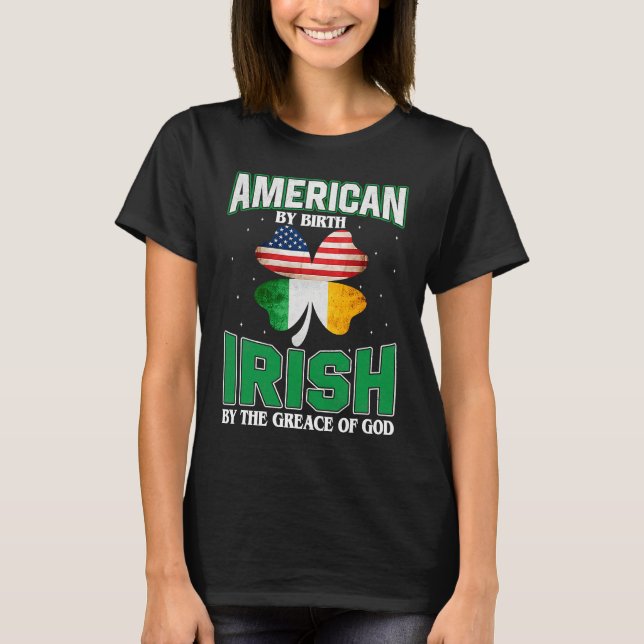 Camiseta American Irish Shamrock Lucky St Patricks Day Men  (Anverso)