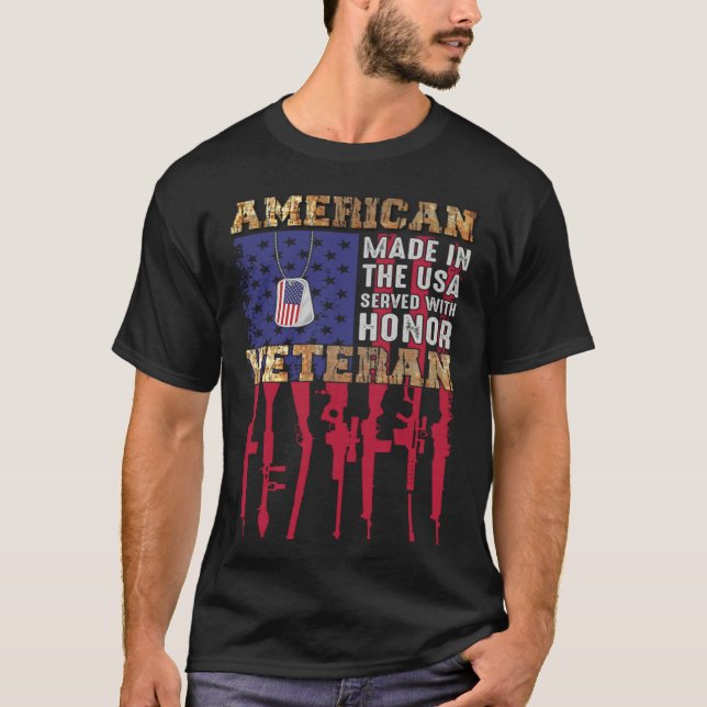 Camiseta American Made In The USA Served With Honor Veteran (Anverso)
