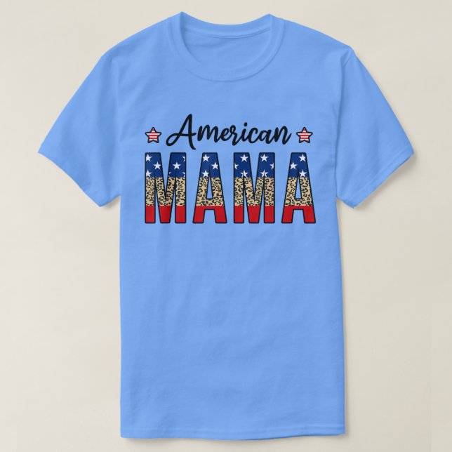 Camiseta American Mama 4th Of July Leopard Fourth Of July M (Diseño del anverso)