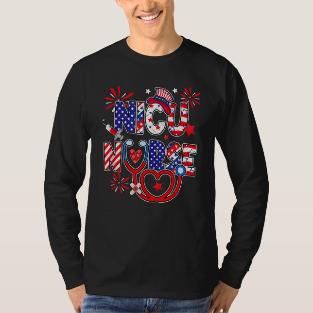 Camiseta American NICU Nurse 4th Of July Nurse Life (Anverso)