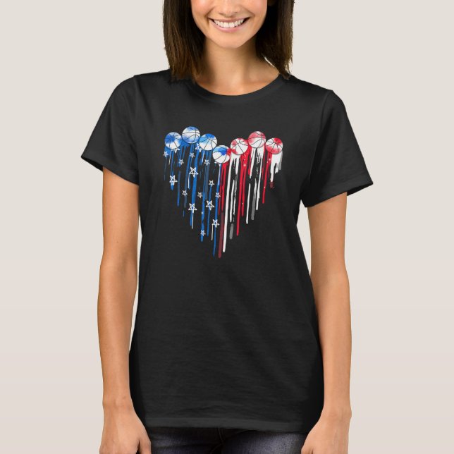 Camiseta American Patriotic Basketball 4th Of July US Flag  (Anverso)