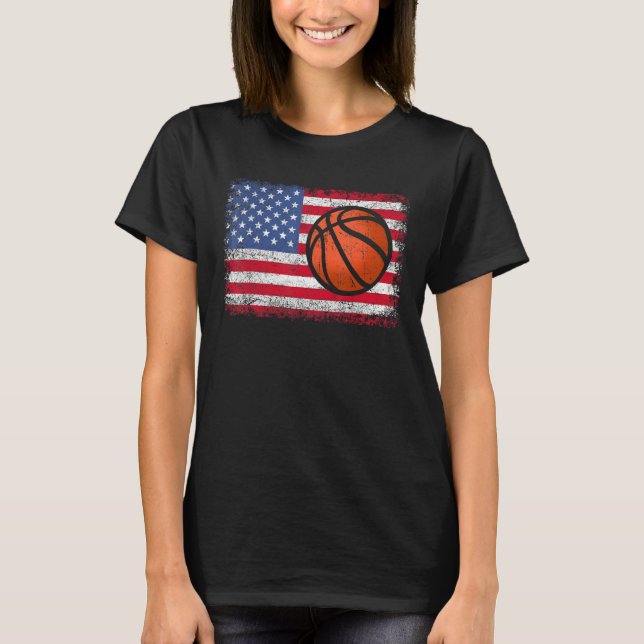 Camiseta American Patriotic Basketball 4th Of July US Flag  (Anverso)