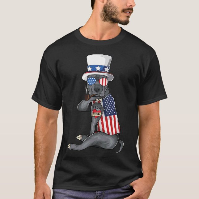 Camiseta American Pitbull Dog Merica 4 De Julio (Anverso)