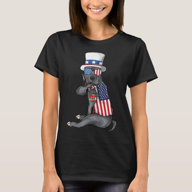 Camiseta American Pitbull Dog Merica 4 De Julio (Anverso)