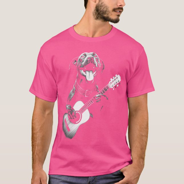 Camiseta American Pitbull Tocando Guitarra - Perro de Guita (Anverso)