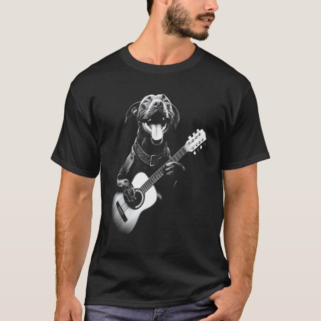 Camiseta American Pitbull Tocando Guitarra - Perro de Guita (Anverso)