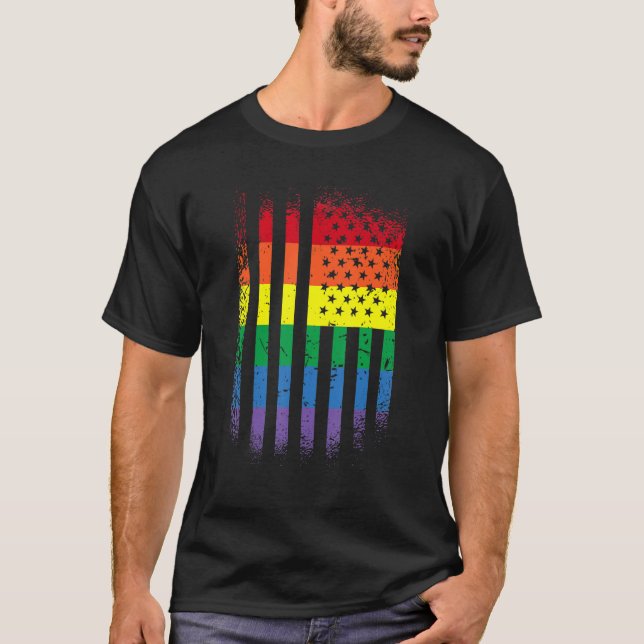 Camiseta American Pride gay lesbian bisexual transgender US (Anverso)