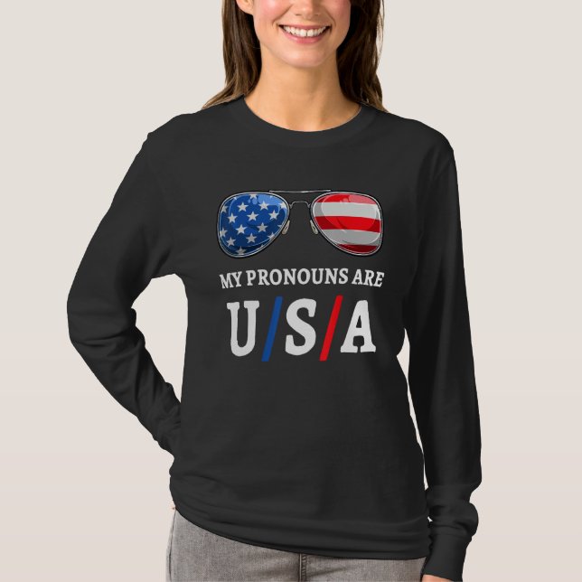 Camiseta American Pronouns USA 4th Of July US Patriotic Pri (Anverso)