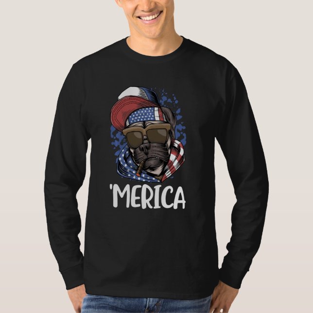 Camiseta American Pug Usa 4 de Julio Azul Blanco Rojo Patri (Anverso)