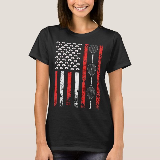 Camiseta American Racket Sports Flag National Nurses Day Te (Anverso)