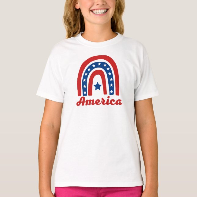 Camiseta American Rainbow 4 De Julio (Anverso)