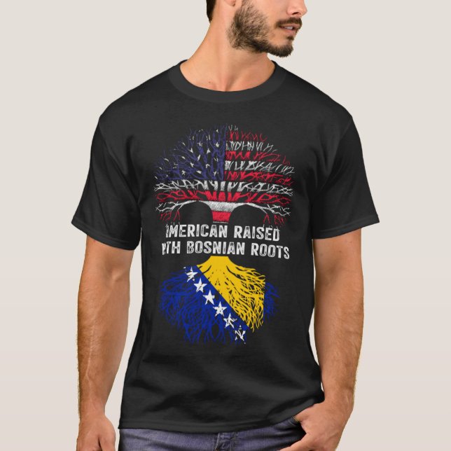 Camiseta American Raised with Bosnian Roots Bosnia (Anverso)