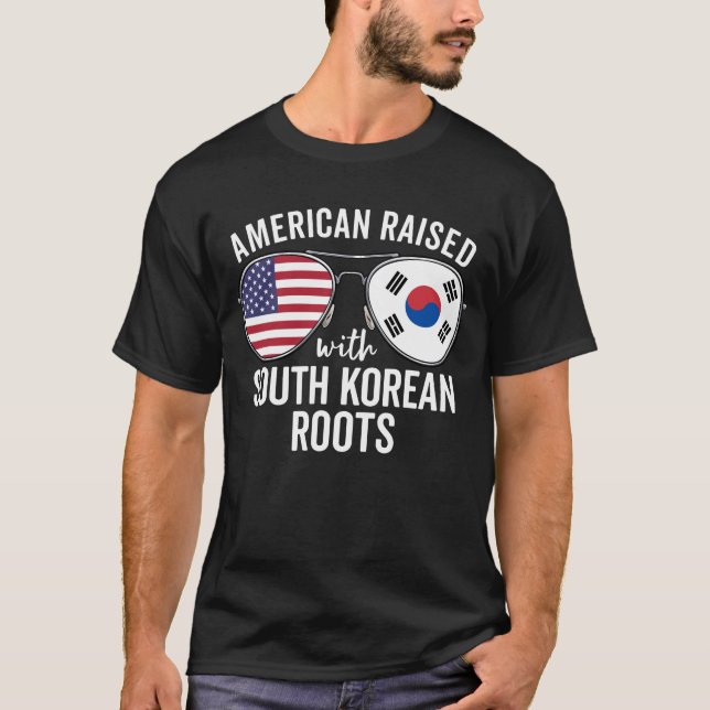 Camiseta American Raised With Korean Roots South Korea Flag (Anverso)