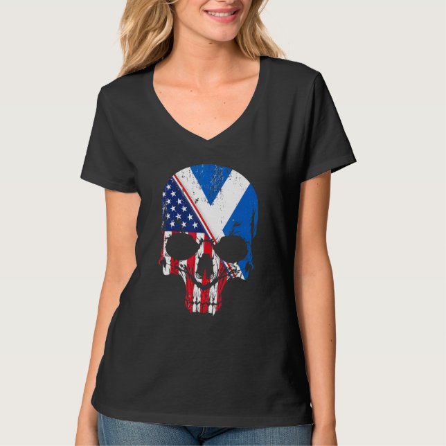 Camiseta American Raised With Scottish Roots Skull Idea & U (Anverso)