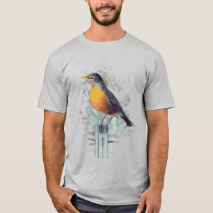 Camiseta American Robin Garden Bird Wildlife Nature Art T-S