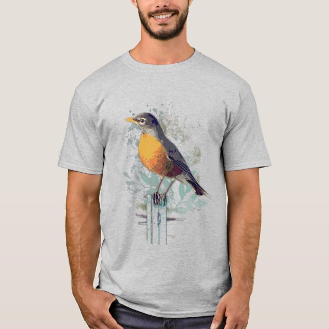 Camiseta American Robin Garden Bird Wildlife Nature Art T-S (Anverso)
