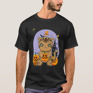 Camiseta American Shorthair Cat With Pumpkin Halloween