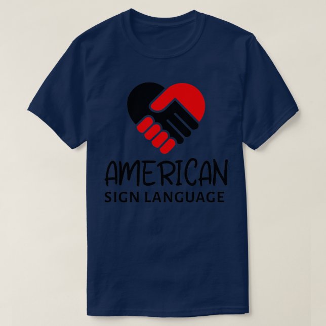 Camiseta American Sign Language ASL design with heart hands (Diseño del anverso)
