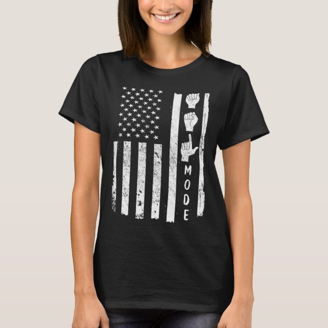 Camiseta American Sign Language ASL USA Flag (Anverso)