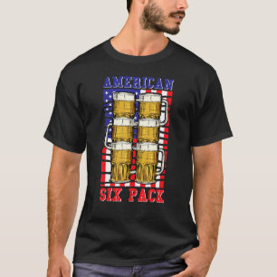 Camiseta American Six Pack Us Flag Beer