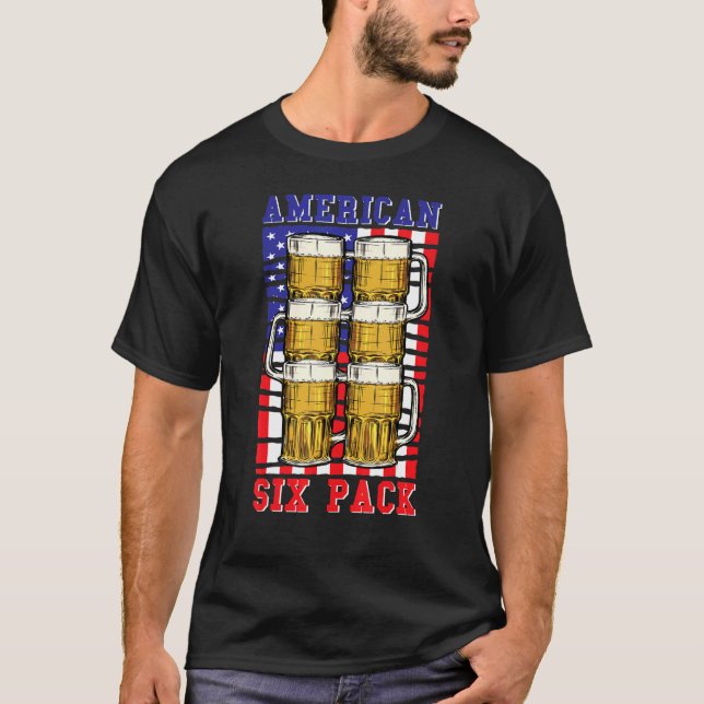 Camiseta American Six Pack Us Flag Beer (Anverso)