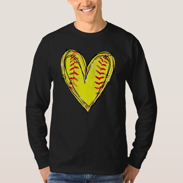Camiseta American Softball Heart Love Softball Lover Mother (Anverso)