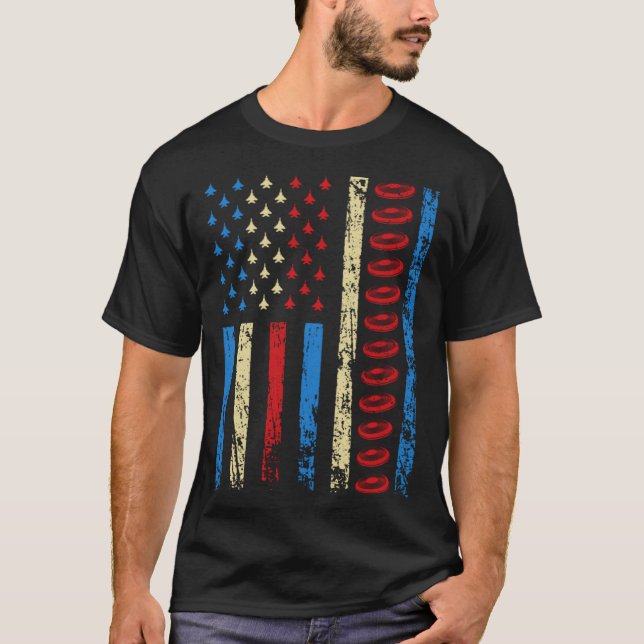 Camiseta American Sports Flag 4th Of July Ultimate Frisbee  (Anverso)