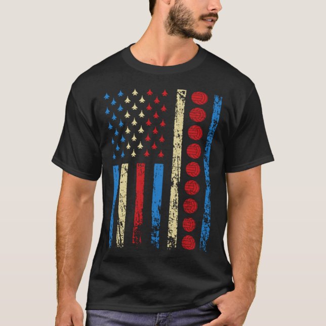 Camiseta American Sports Flag 4th Of July Volleyball Athlet (Anverso)