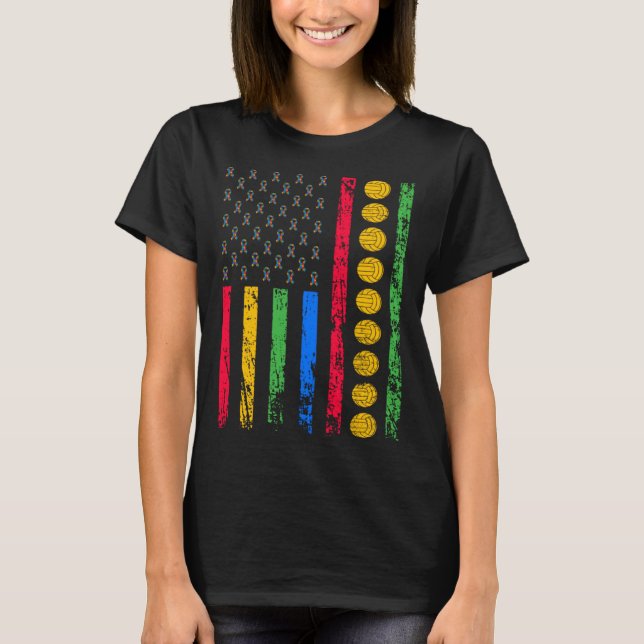 Camiseta American Sports Flag Autism Awareness Month Volley (Anverso)
