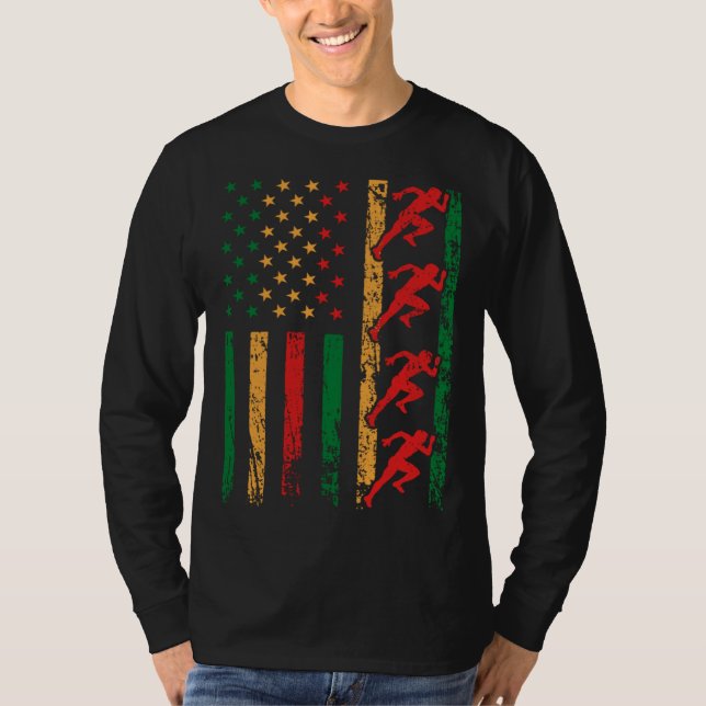 Camiseta American Sports Flag Black History Month Track And (Anverso)
