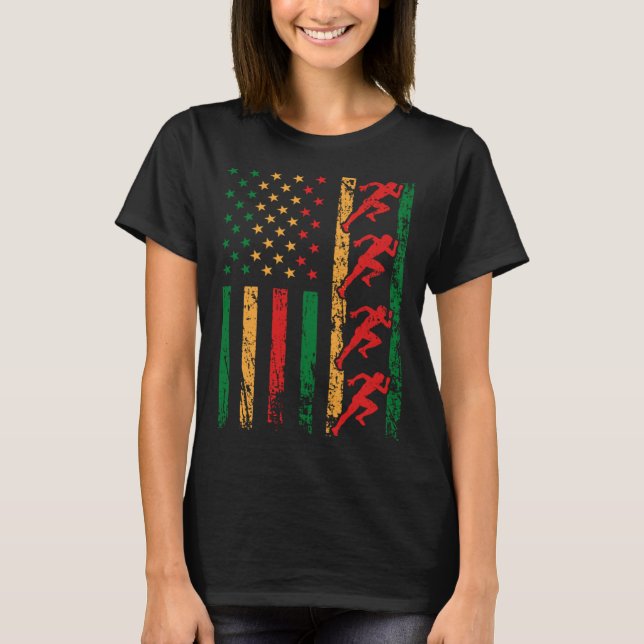 Camiseta American Sports Flag Black History Month Track And (Anverso)