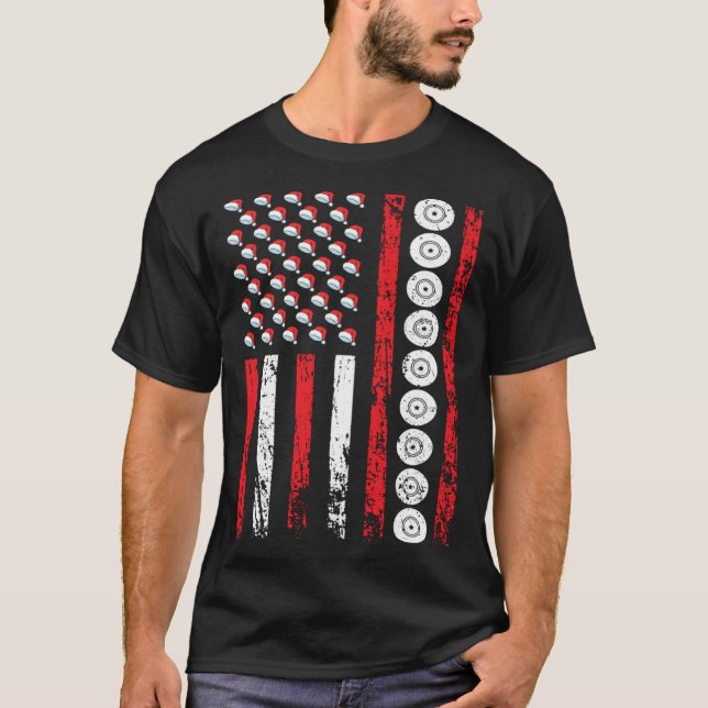 Camiseta American Sports Flag Christmas Athletic Lawn Bowli (Anverso)