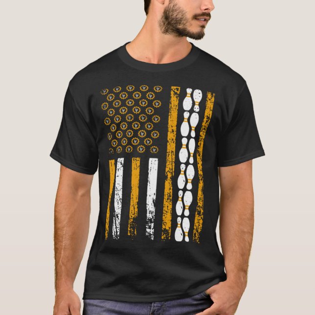 Camiseta American Sports Flag Construction Tools Bowling Pi (Anverso)