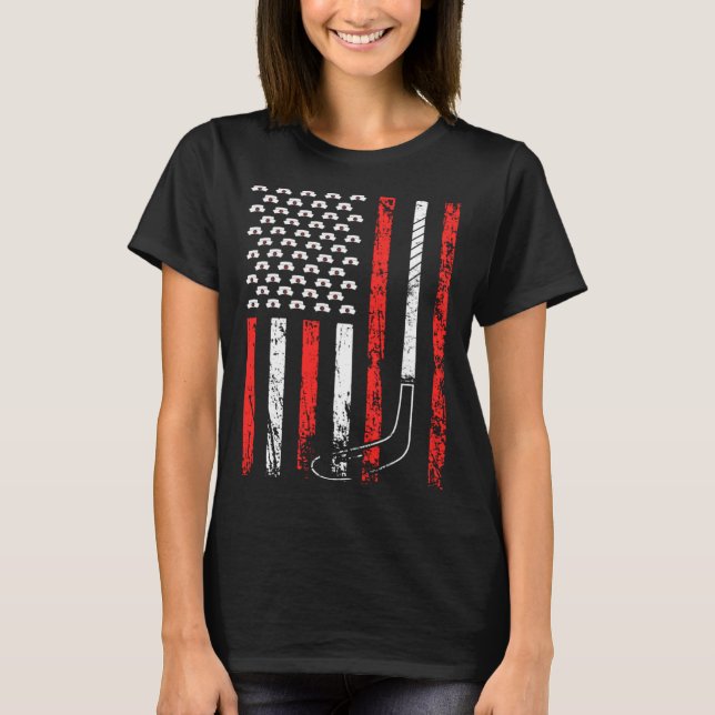 Camiseta American Sports Flag National Nurses Day Ice Hocke (Anverso)