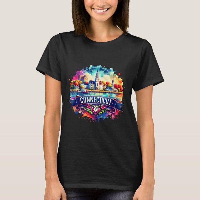 Camiseta American State Map T-Shirts - Connecticut USA map (Anverso)