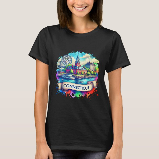 Camiseta American State Map T-Shirts - Connecticut USA map (Anverso)