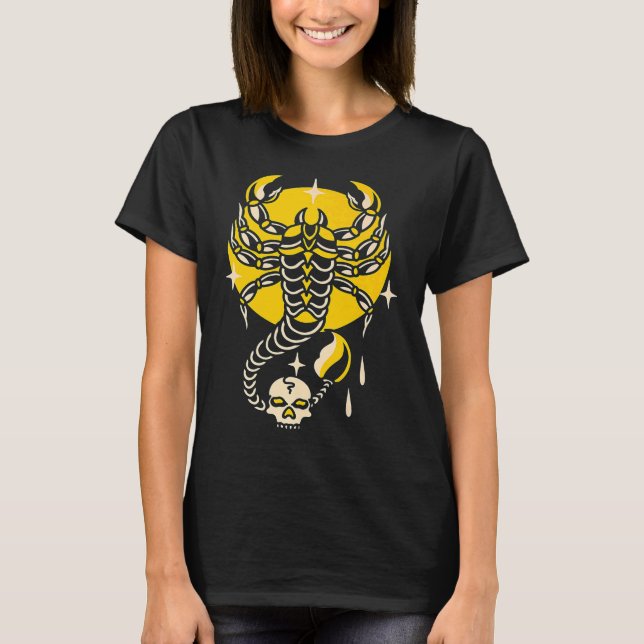 Camiseta American Traditional Tattoo Scorpion Old School Fl (Anverso)