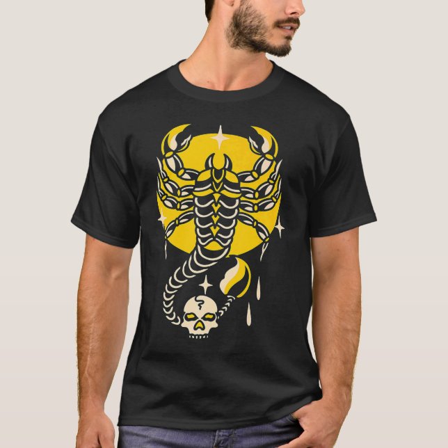 Camiseta American Traditional Tattoo Scorpion Old School Fl (Anverso)