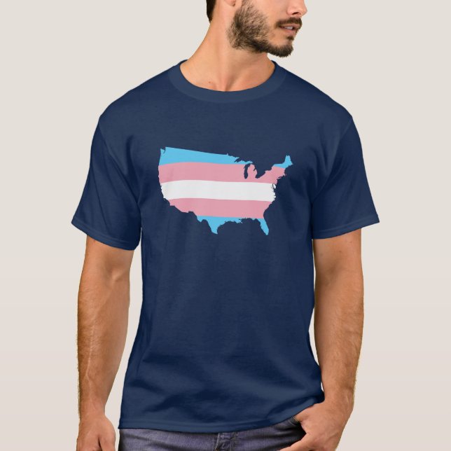 Camiseta American transgender pride map T-Shirt (Anverso)