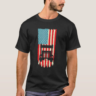 Camiseta American Truck Driver Patriotic US Flag Semi Trail