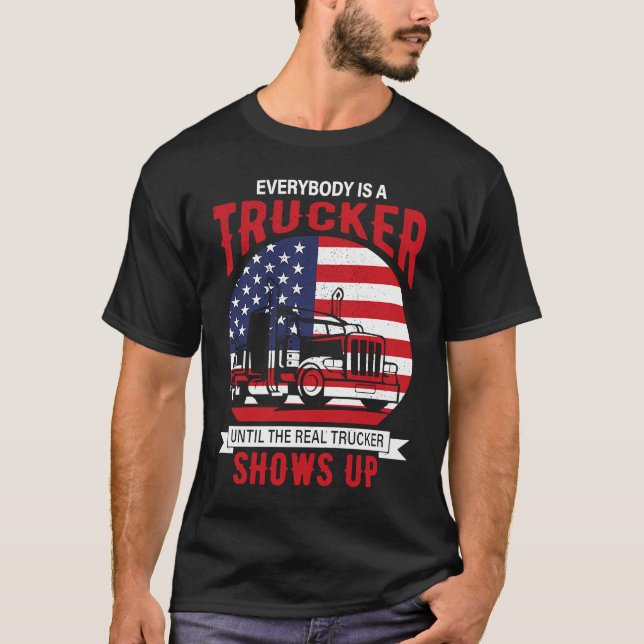 Camiseta American Trucker Truck Driver Father Dad Husband (Anverso)