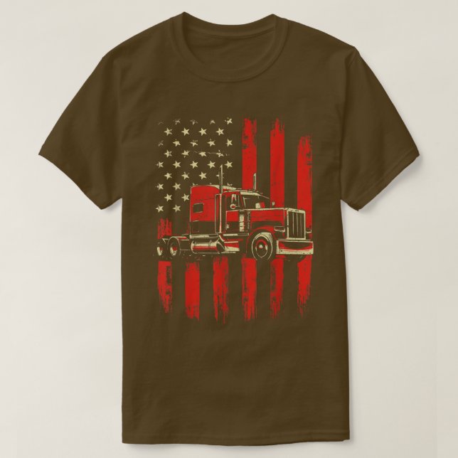 Camiseta American TruckerSemi Truck Driver Trucking Big Rig (Diseño del anverso)