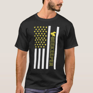 Camiseta American US Flag Bees Beekeeper Vintage Beekeeping