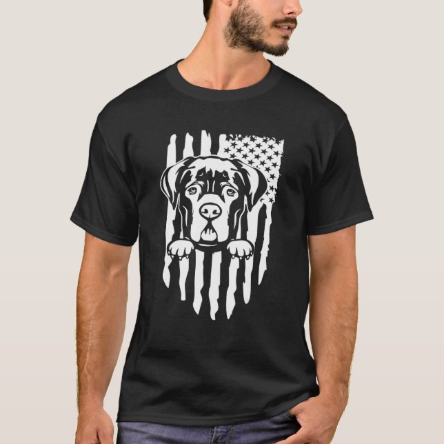 Camiseta American US Flag Cane Corso Dog Italian Mastiff (Anverso)
