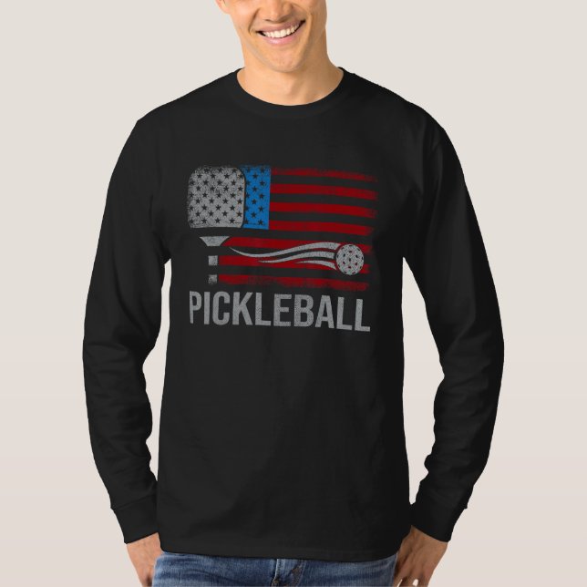 Camiseta American US Flag Pickleball Player Paddleball 4th  (Anverso)